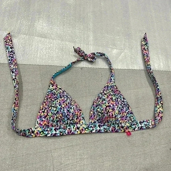 ❤️2/$30❤️[L]Victoria Secret Multi Colour Dots Halter Bikinis Top-  NWOT - Picture 1 of 6